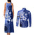 Samoa Siapo Pattern With Navy Hibiscus Couples Matching Tank Maxi Dress and Long Sleeve Button Shirt LT05 - Polynesian Pride