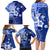 Samoa Siapo Pattern With Navy Hibiscus Family Matching Long Sleeve Bodycon Dress and Hawaiian Shirt LT05 - Polynesian Pride