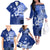 Samoa Siapo Pattern With Navy Hibiscus Family Matching Off Shoulder Long Sleeve Dress and Hawaiian Shirt LT05 - Polynesian Pride