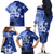 Samoa Siapo Pattern With Navy Hibiscus Family Matching Off Shoulder Long Sleeve Dress and Hawaiian Shirt LT05 - Polynesian Pride