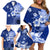 Samoa Siapo Pattern With Navy Hibiscus Family Matching Off Shoulder Short Dress and Hawaiian Shirt LT05 - Polynesian Pride