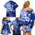 Samoa Siapo Pattern With Navy Hibiscus Family Matching Off Shoulder Short Dress and Hawaiian Shirt LT05 - Polynesian Pride