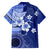 Samoa Siapo Pattern With Navy Hibiscus Family Matching Off Shoulder Short Dress and Hawaiian Shirt LT05 - Polynesian Pride