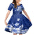 Samoa Siapo Pattern With Navy Hibiscus Family Matching Puletasi and Hawaiian Shirt LT05 Daughter's Dress Navy - Polynesian Pride