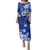 Samoa Siapo Pattern With Navy Hibiscus Family Matching Puletasi and Hawaiian Shirt LT05 Mom's Dress Navy - Polynesian Pride