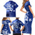 Samoa Siapo Pattern With Navy Hibiscus Family Matching Short Sleeve Bodycon Dress and Hawaiian Shirt LT05 - Polynesian Pride