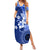 Samoa Siapo Pattern With Navy Hibiscus Family Matching Summer Maxi Dress and Hawaiian Shirt LT05 Mom's Dress Navy - Polynesian Pride