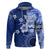 Samoa Siapo Pattern With Navy Hibiscus Hoodie LT05 Pullover Hoodie Navy - Polynesian Pride