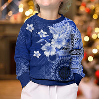 Samoa Siapo Pattern With Navy Hibiscus Kid Ugly Christmas Sweater LT05 - Polynesian Pride