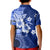 Samoa Siapo Pattern With Navy Hibiscus Kid Polo Shirt LT05 - Polynesian Pride