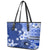 Samoa Siapo Pattern With Navy Hibiscus Leather Tote Bag