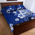 Samoa Siapo Pattern With Navy Hibiscus Quilt Bed Set