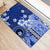 Samoa Siapo Pattern With Navy Hibiscus Rubber Doormat