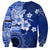 Samoa Siapo Pattern With Navy Hibiscus Sweatshirt LT05 - Polynesian Pride