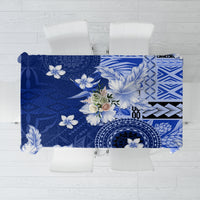 Samoa Siapo Pattern With Navy Hibiscus Tablecloth LT05 Navy - Polynesian Pride