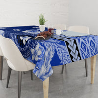 Samoa Siapo Pattern With Navy Hibiscus Tablecloth LT05 - Polynesian Pride