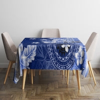 Samoa Siapo Pattern With Navy Hibiscus Tablecloth LT05 - Polynesian Pride