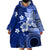 Samoa Siapo Pattern With Navy Hibiscus Wearable Blanket Hoodie LT05 - Polynesian Pride