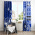 Samoa Siapo Pattern With Navy Hibiscus Window Curtain