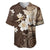 Samoa Siapo Pattern With Brown Hibiscus Baseball Jersey LT05 Brown - Polynesian Pride