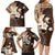 Samoa Siapo Pattern With Brown Hibiscus Family Matching Long Sleeve Bodycon Dress and Hawaiian Shirt LT05 - Polynesian Pride