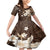 Samoa Siapo Pattern With Brown Hibiscus Family Matching Mermaid Dress and Hawaiian Shirt LT05 Daughter's Dress Brown - Polynesian Pride