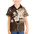 Samoa Siapo Pattern With Brown Hibiscus Family Matching Off Shoulder Long Sleeve Dress and Hawaiian Shirt LT05 Son's Shirt Brown - Polynesian Pride