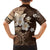 Samoa Siapo Pattern With Brown Hibiscus Family Matching Puletasi and Hawaiian Shirt LT05 - Polynesian Pride