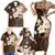 Samoa Siapo Pattern With Brown Hibiscus Family Matching Short Sleeve Bodycon Dress and Hawaiian Shirt LT05 - Polynesian Pride