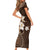 Samoa Siapo Pattern With Brown Hibiscus Family Matching Short Sleeve Bodycon Dress and Hawaiian Shirt LT05 - Polynesian Pride