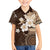 Samoa Siapo Pattern With Brown Hibiscus Family Matching Short Sleeve Bodycon Dress and Hawaiian Shirt LT05 Son's Shirt Brown - Polynesian Pride