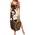 Samoa Siapo Pattern With Brown Hibiscus Family Matching Summer Maxi Dress and Hawaiian Shirt LT05 Mom's Dress Brown - Polynesian Pride