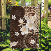 Samoa Siapo Pattern With Brown Hibiscus Garden Flag LT05 Garden Flag Brown - Polynesian Pride