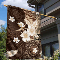 Samoa Siapo Pattern With Brown Hibiscus Garden Flag LT05 - Polynesian Pride