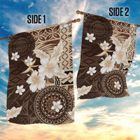 Samoa Siapo Pattern With Brown Hibiscus Garden Flag LT05 - Polynesian Pride