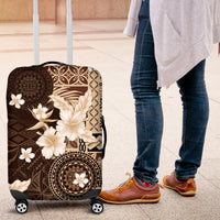 Samoa Siapo Pattern With Brown Hibiscus Luggage Cover LT05 Brown - Polynesian Pride