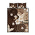 Samoa Siapo Pattern With Brown Hibiscus Quilt Bed Set