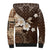 Samoa Siapo Pattern With Brown Hibiscus Sherpa Hoodie LT05 - Polynesian Pride