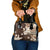 Samoa Siapo Pattern With Brown Hibiscus Shoulder Handbag