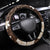 Samoa Siapo Pattern With Brown Hibiscus Steering Wheel Cover