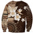 Samoa Siapo Pattern With Brown Hibiscus Sweatshirt LT05 - Polynesian Pride