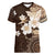 Samoa Siapo Pattern With Brown Hibiscus Women V Neck T Shirt LT05 Female Brown - Polynesian Pride