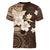 Samoa Siapo Pattern With Brown Hibiscus Women V Neck T Shirt LT05 - Polynesian Pride