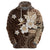 Samoa Siapo Pattern With Brown Hibiscus Zip Hoodie LT05 - Polynesian Pride