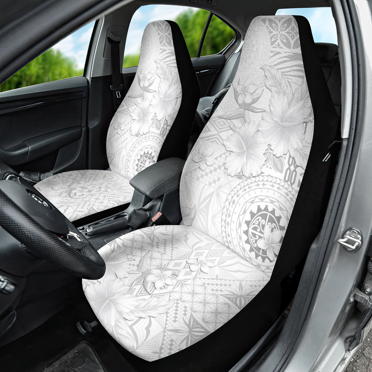 Samoa Siapo Pattern With White Hibiscus Car Seat Cover LT05 - Polynesian Pride