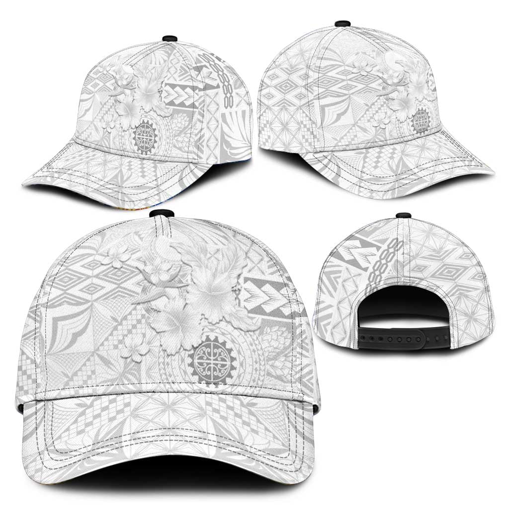 Samoa Siapo Pattern With White Hibiscus Classic Cap LT05 - Polynesian Pride