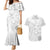 Samoa Siapo Pattern With White Hibiscus Couples Matching Mermaid Dress and Hawaiian Shirt LT05 White - Polynesian Pride