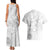 Samoa Siapo Pattern With White Hibiscus Couples Matching Tank Maxi Dress and Hawaiian Shirt LT05 - Polynesian Pride