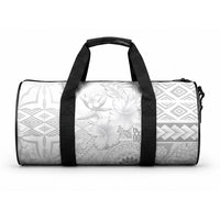 Samoa Siapo Pattern With White Hibiscus Duffle Bag