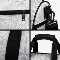 Samoa Siapo Pattern With White Hibiscus Duffle Bag